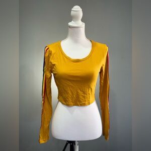 Clearance! Gold Boutique Heart & Hips Rainbow Sleeve Crop Top Size S NWT